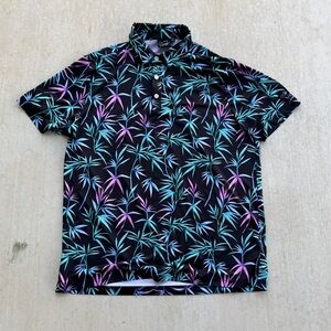 Sunday Swagger Golf polo Shirt Men Size Large Floral All Over Print Stretch